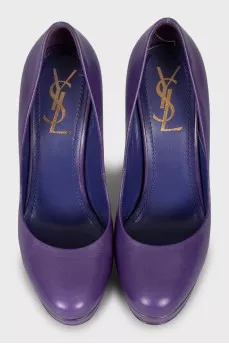 Purple leather shoes