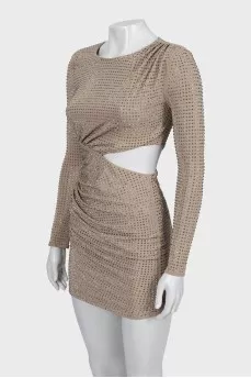 Dress decorated with drapery and rhinestones