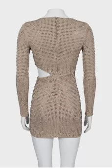 Dress decorated with drapery and rhinestones