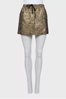 Golden printed mini skirt