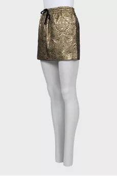 Golden printed mini skirt