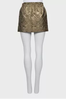 Golden printed mini skirt