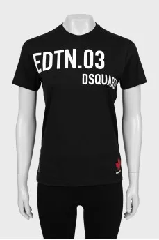 Black T-shirt with text print