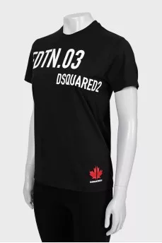 Black T-shirt with text print