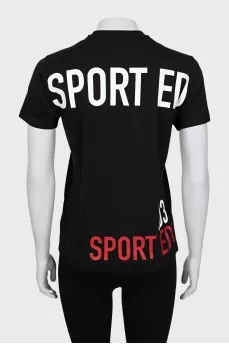 Black T-shirt with text print