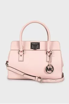 Satchel bag with branded keychain