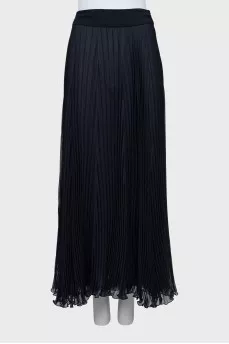 Blue pleated maxi skirt