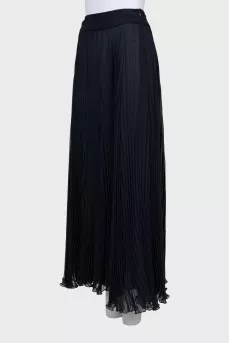 Blue pleated maxi skirt