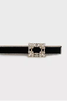 Velor belt decorated with rhinestones