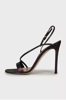 Textile sandals decorated with rhinestones