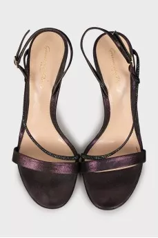 Textile sandals decorated with rhinestones