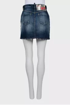 Distressed denim skirt
