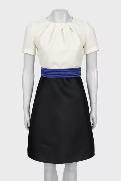 Black and white dress with contrasting belt