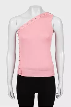 One shoulder silk top