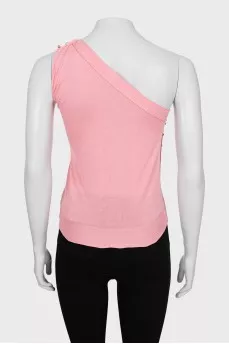 One shoulder silk top