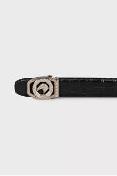 Men's leather belt with embossing