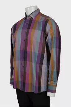 Men's mixed-color checkered shirt