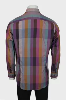 Men's mixed-color checkered shirt