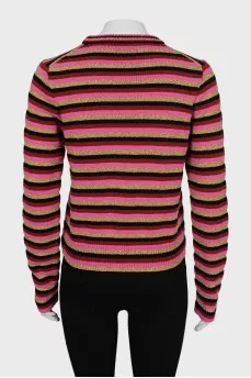 Striped sweater decorated with embroidery