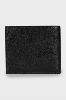 Leather wallet with silver logo