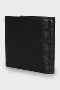 Leather wallet with silver logo