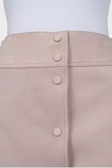 Suede miniskirt with snap buttons and tag