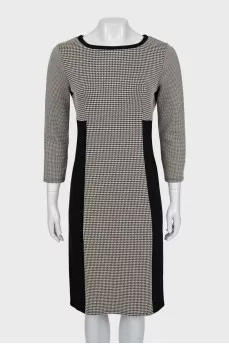 Combined print dress with tag