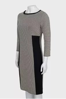 Combined print dress with tag