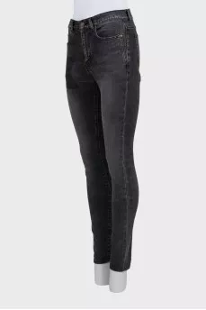 Черные джинсы skinny fit с принтом