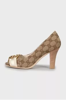 Printed textile shoes with open toe