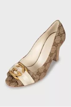 Printed textile shoes with open toe