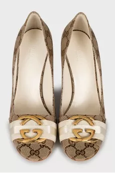 Printed textile shoes with open toe