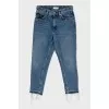 Raw hem eyelet jeans