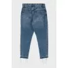 Raw hem eyelet jeans
