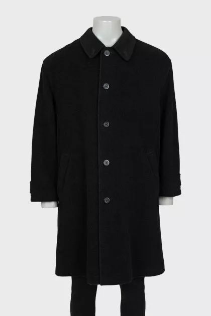 Men's single-breasted wool and cashmere coat