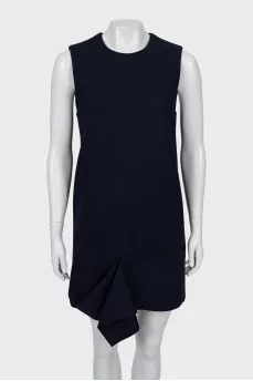 Wool dress with frill hem