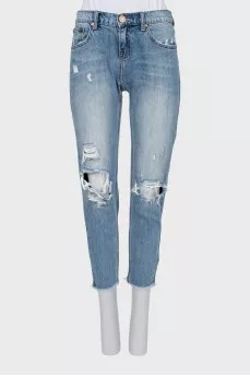 High-waisted cropped jeans