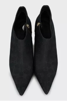 Pointed toe printed ankle boots