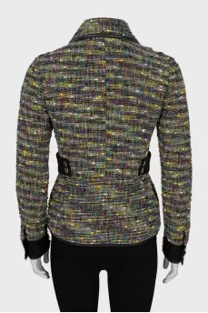 Tweed jacket with fur inserts