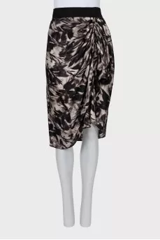 Printed silk skirt with draping