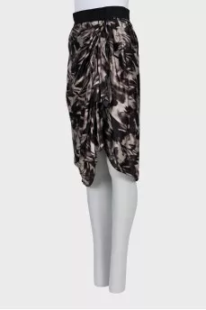 Printed silk skirt with draping