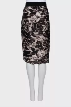 Printed silk skirt with draping
