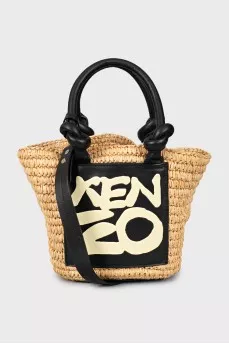 Woven crossbody bag with brand logo