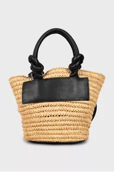 Woven crossbody bag with brand logo