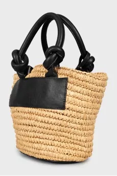Woven crossbody bag with brand logo