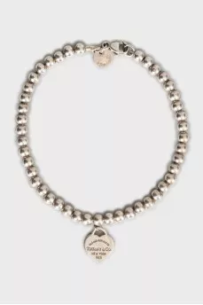 Silver bead bracelet with pendant