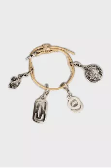 Leather bracelet with silver charms