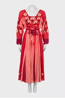 Linen dress decorated with embroidery