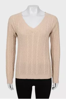 Beige sweater with decorative weave