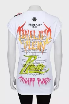 Slim fit T-shirt with print and tag